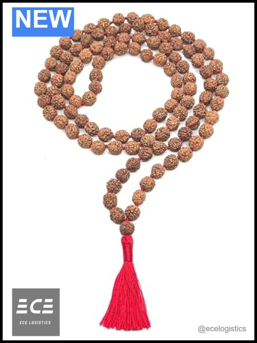 5 Mukhi Rudraksha Mala Necklace 10mm 108 Beads Chakra Balance